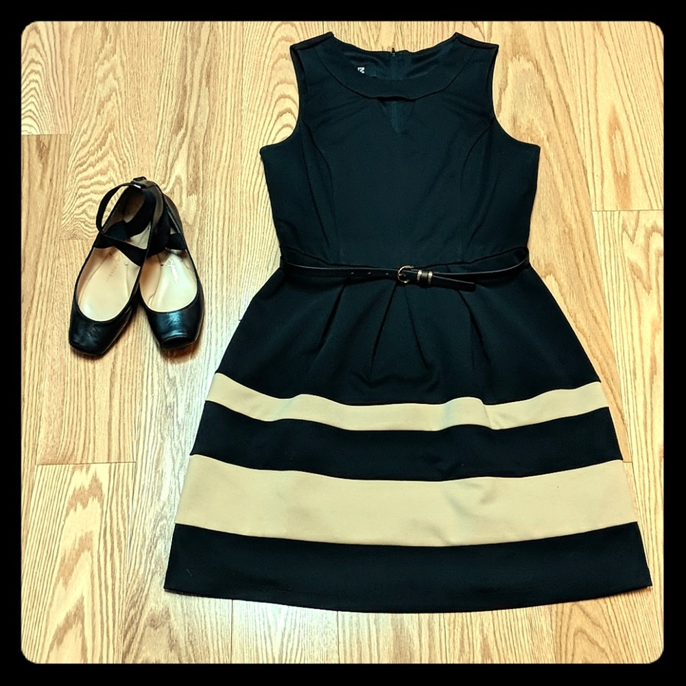 Tan and black dress